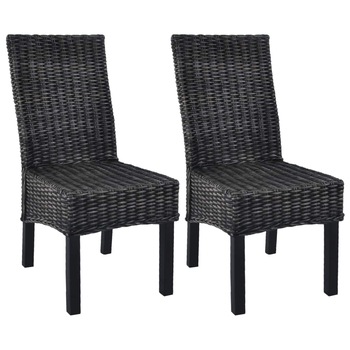 Set de 2 scaune de bucatarie, vidaXL, Ratan, Negru, 46 x 61 x 93 cm Set de 2 scaune de bucatarie, vidaXL, Ratan, Negru, 46 x 61 x 93 cm
