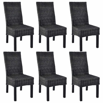 Set de 6 scaune de bucatarie, din ratan si lemn de mango, vidaXL, Negru, 46 x 61 x 93 cm Set de 6 scaune de bucatarie, din ratan si lemn de mango, vidaXL, Negru, 46 x 61 x 93 cm