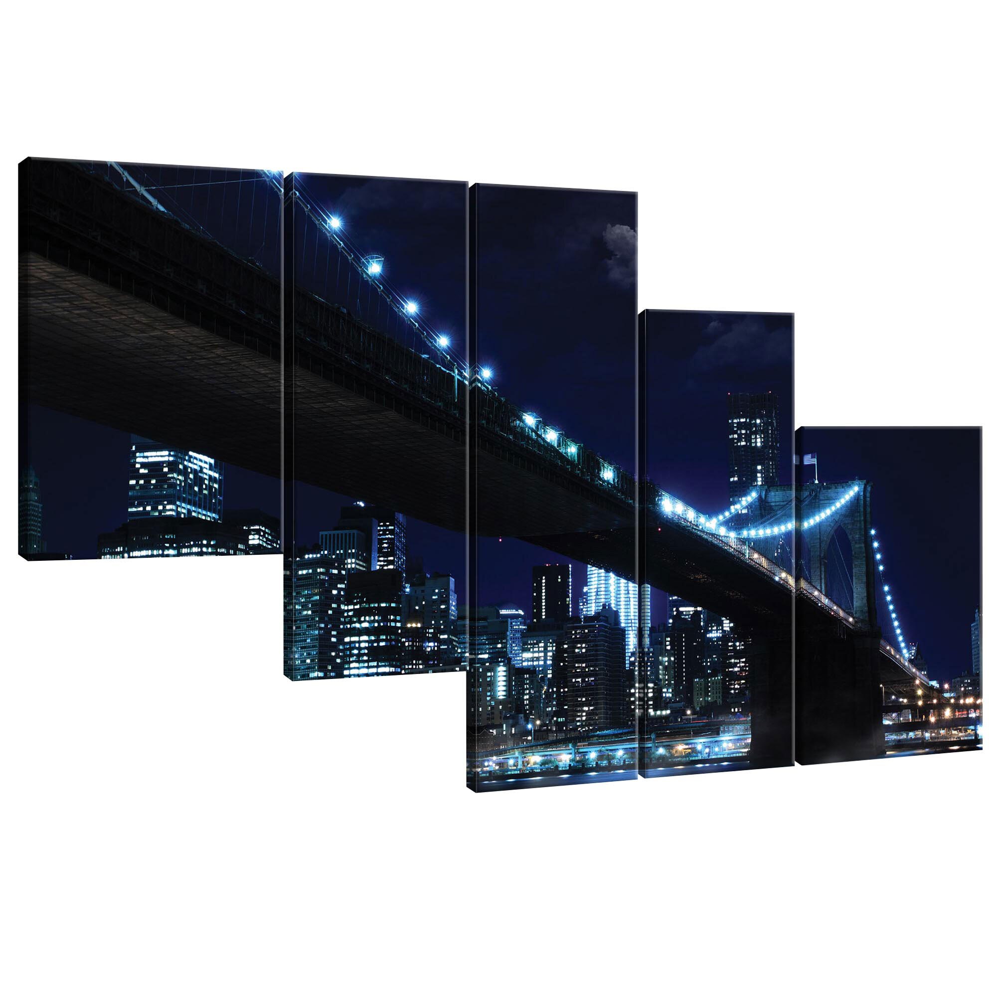 Set Tablouri DEGRETS 78360 Canvas, 100 x 170 cm, 5 piese (1x100x30 cm, 2x80x30 cm, 2x60x40 cm), Podul Brooklyn 4