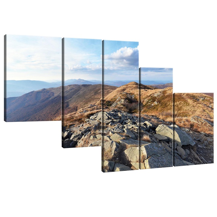 Set Tablouri DEGRETS 78361 Canvas, 100 x 170 cm, 5 piese (1x100x30 cm, 2x80x30 cm, 2x60x40 cm), Natura 3