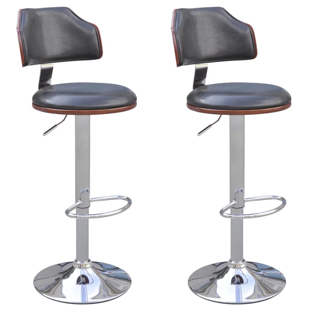 Set scaune de bar, 2 buc, cadru curbat, piele artificiala 242202 41 x 47 x (91-111) cm