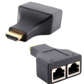 Extensie prelungire HDMI prin cablu retea RJ45, Active, prelungitor HDMI prin lan, HDMI tata la RJ45 mama, pentru monitor videoproiector, tv si alte dispozitive HD Extensie prelungire HDMI prin cablu retea RJ45, Active, prelungitor HDMI prin lan, HDMI tata la RJ45 mama, pentru monitor videoproiector, tv si alte dispozitive HD