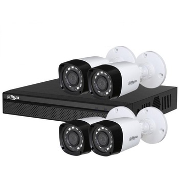 Sistem de supraveghere 4 camere exterior HD, lentila 3.6mm, IR 20M, Dahua Sistem de supraveghere 4 camere exterior HD, lentila 3.6mm, IR 20M, Dahua