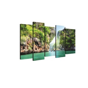 Set Tablouri Degrets 78365 Canvas 100 X 150 Cm 5 Piese 2x100x30 Cm 3x80x30 Cm Laguna 1 3d Emag Ro
