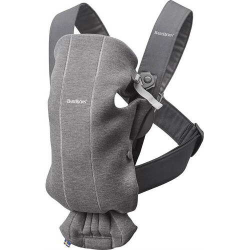 Marsupiu BabyBjorn Anatomic Mini, cu Pozitii Multiple de Purtare 3D Jersey, Dark Grey