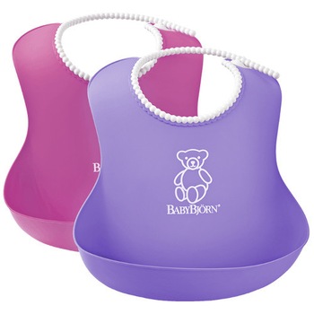 Set BabyBjorn 2 Bavete Moi Soft Bib, Pink/Purple Set BabyBjorn 2 Bavete Moi Soft Bib, Pink/Purple