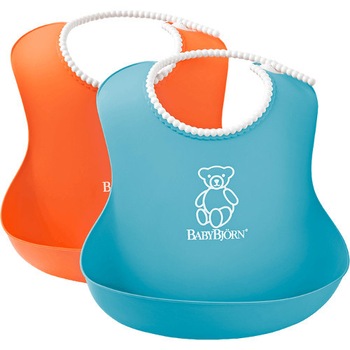 Set BabyBjorn 2 Bavete Moi Soft Bib, Orange/Turquoise Set BabyBjorn 2 Bavete Moi Soft Bib, Orange/Turquoise