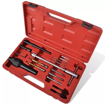 Set extractor bujii reparare filet 16 piese Audi Seat VW Mercedes Opel, vidaXL, 34 x 21 x 5 cm, Rosu Set extractor bujii reparare filet 16 piese Audi Seat VW Mercedes Opel, vidaXL, 34 x 21 x 5 cm, Rosu