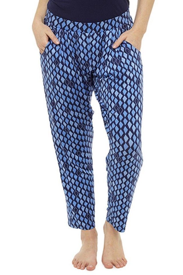 Pantaloni imprimati dama, albastri, marimea 40