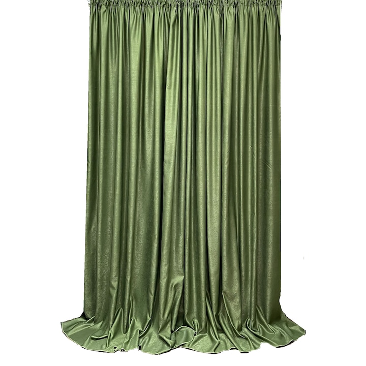 Set draperii semiopace, uni, culoare verde, colectia 
