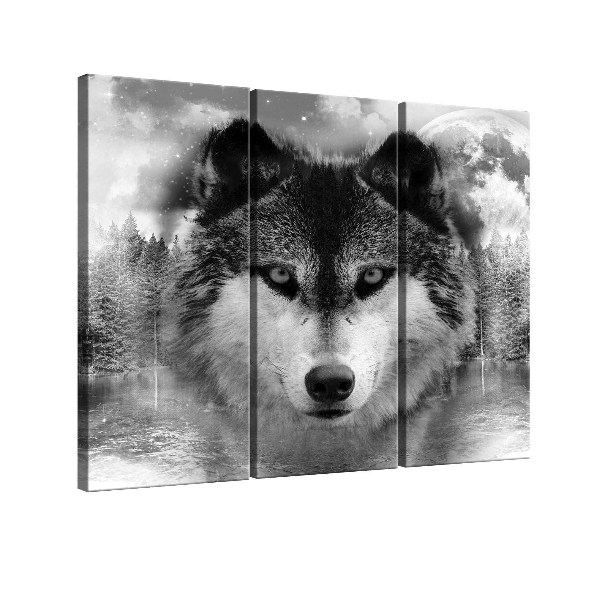 Set Tablouri DEGRETS 78370 Canvas, 80 x 90 cm, 3 piese (3x80x30 cm), Lup