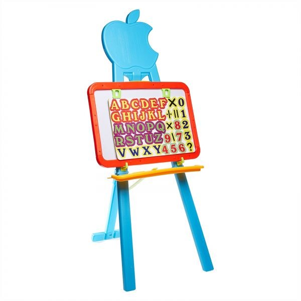 Tabla de jucarie pentru desen cu stativ (4in1) - creta, litere, si cifre magnetice