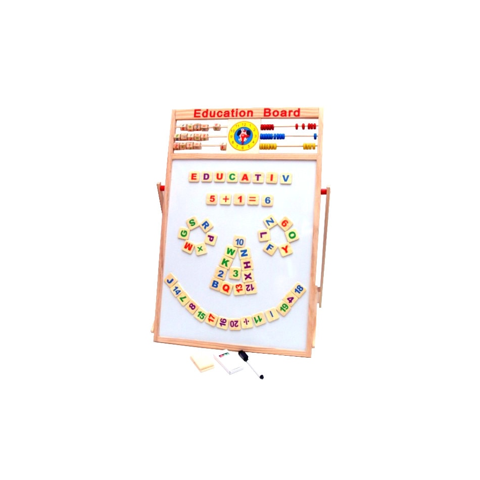 Tabla de jucarie pentru desen cu stativ (5in1), creta, litere, si cifre magnetice TM002