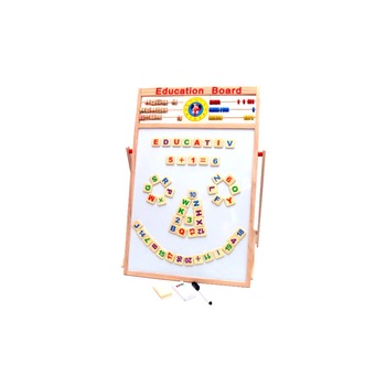 Tabla de jucarie pentru desen cu stativ (5in1), creta, litere, si cifre magnetice TM002 Tabla de jucarie pentru desen cu stativ (5in1), creta, litere, si cifre magnetice TM002