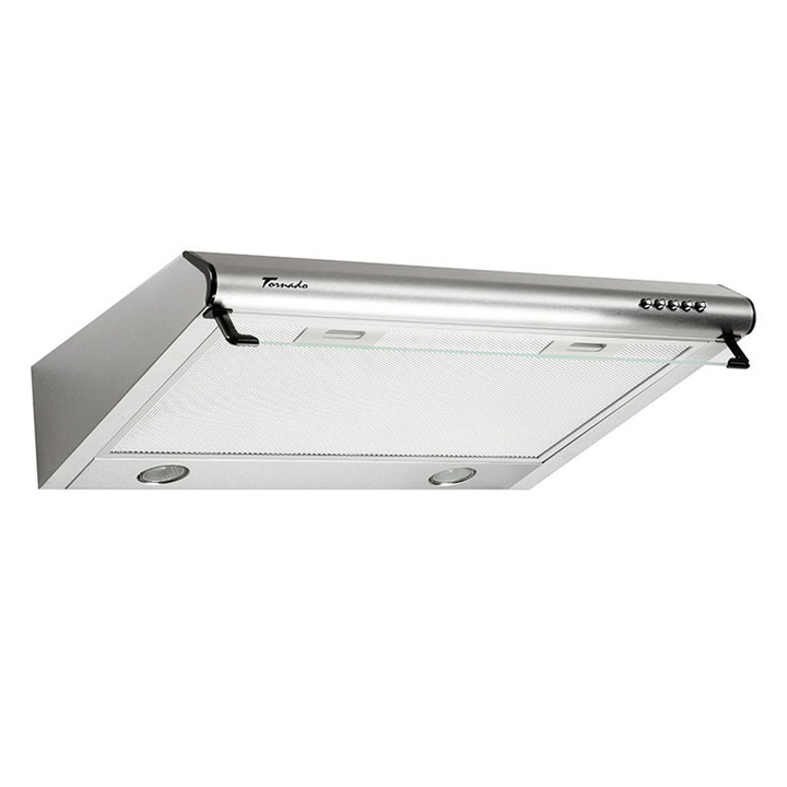 Традиционен абсорбатор Tornado Bona 20 (60) LED, 2 мотора, ширина 60 см, абсорбция 560 м3/час, 5-слоен алуминиев филтър против мазнини, неръждаема стомана
