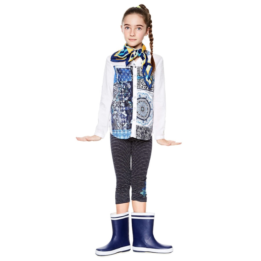 Camasa, fete, Desigual, cu imprimeu abstract, Kids Template, Marimea 7-8 ani