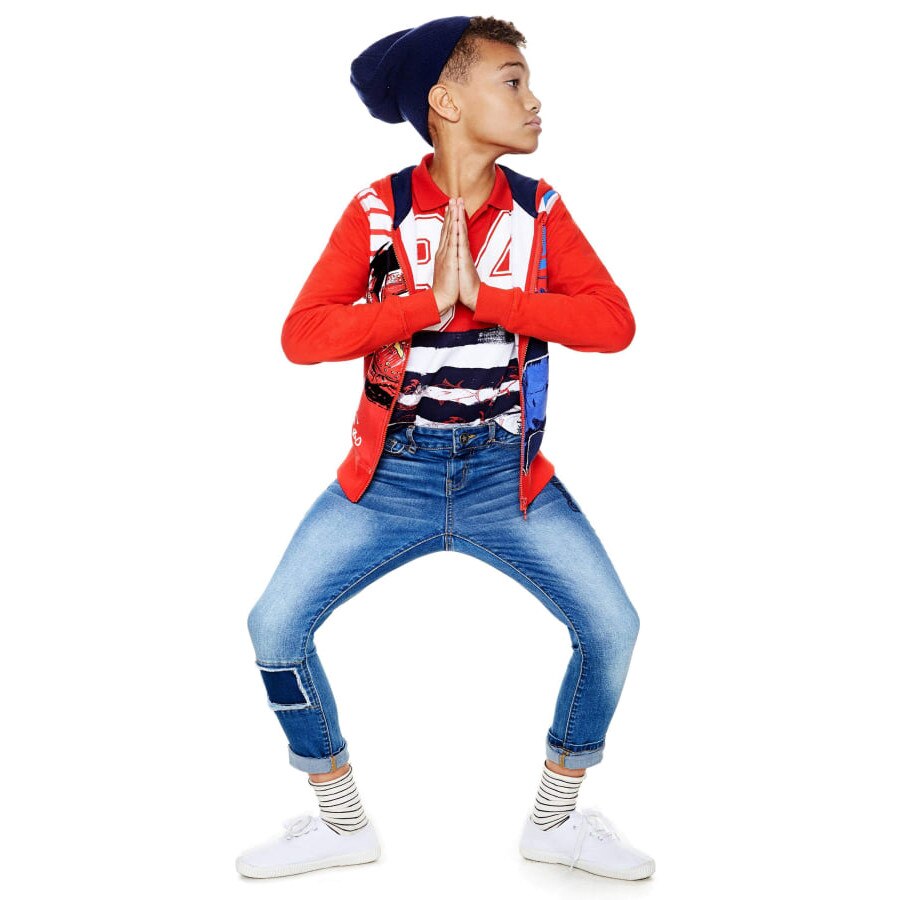 Hanorac baieti, Desigual, cu imprimeu cu dungi, Joan, Marimea 7-8 ani