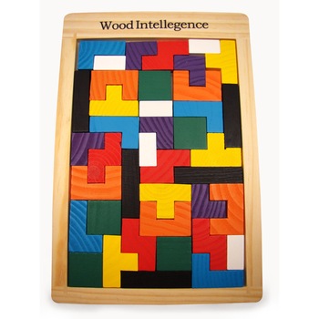 Joc de inteligenta Tetris puzzle tangram cuburi de constructie jucarii din lemn Montessori Joc de inteligenta Tetris puzzle tangram cuburi de constructie jucarii din lemn Montessori