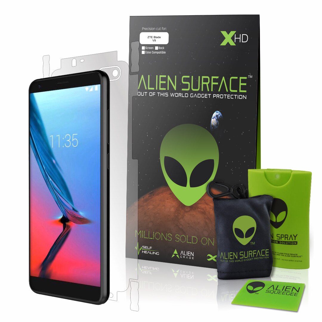 Folie Alien Surface HD, ZTE Blade V9, protectie spate, laterale + Alien Fiber Cadou