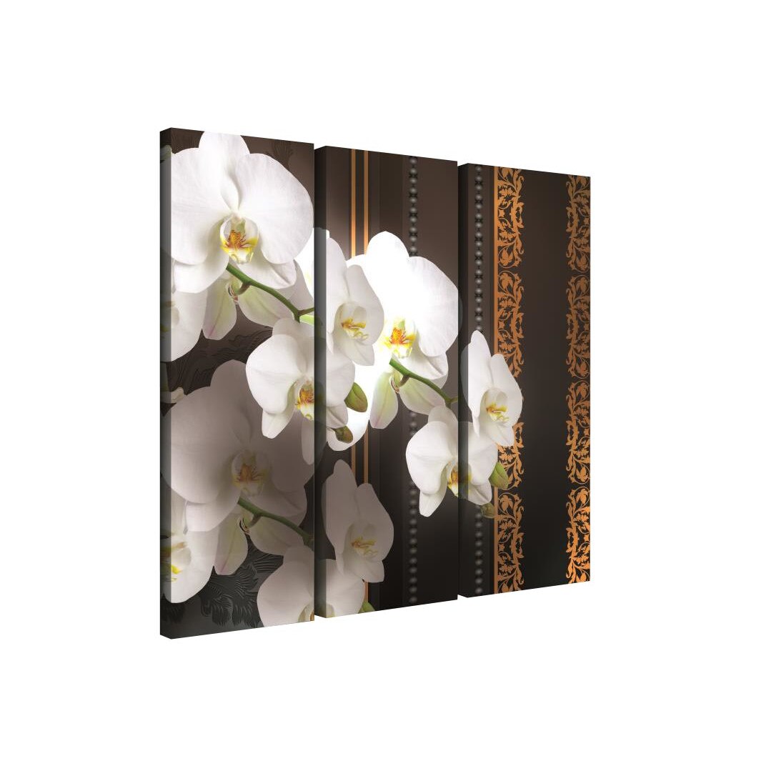 Set Tablouri DEGRETS 78372 Canvas, 80 x 90 cm, 3 piese (3x80x30 cm), Orhidee Eleganta 3