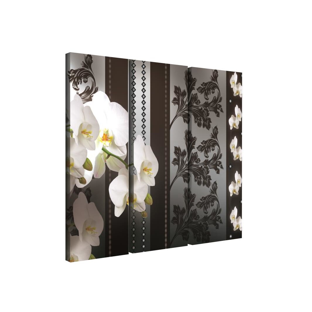 Set Tablouri DEGRETS 78373 Canvas, 80 x 90 cm, 3 piese (3x80x30 cm), Orhidee Eleganta 1