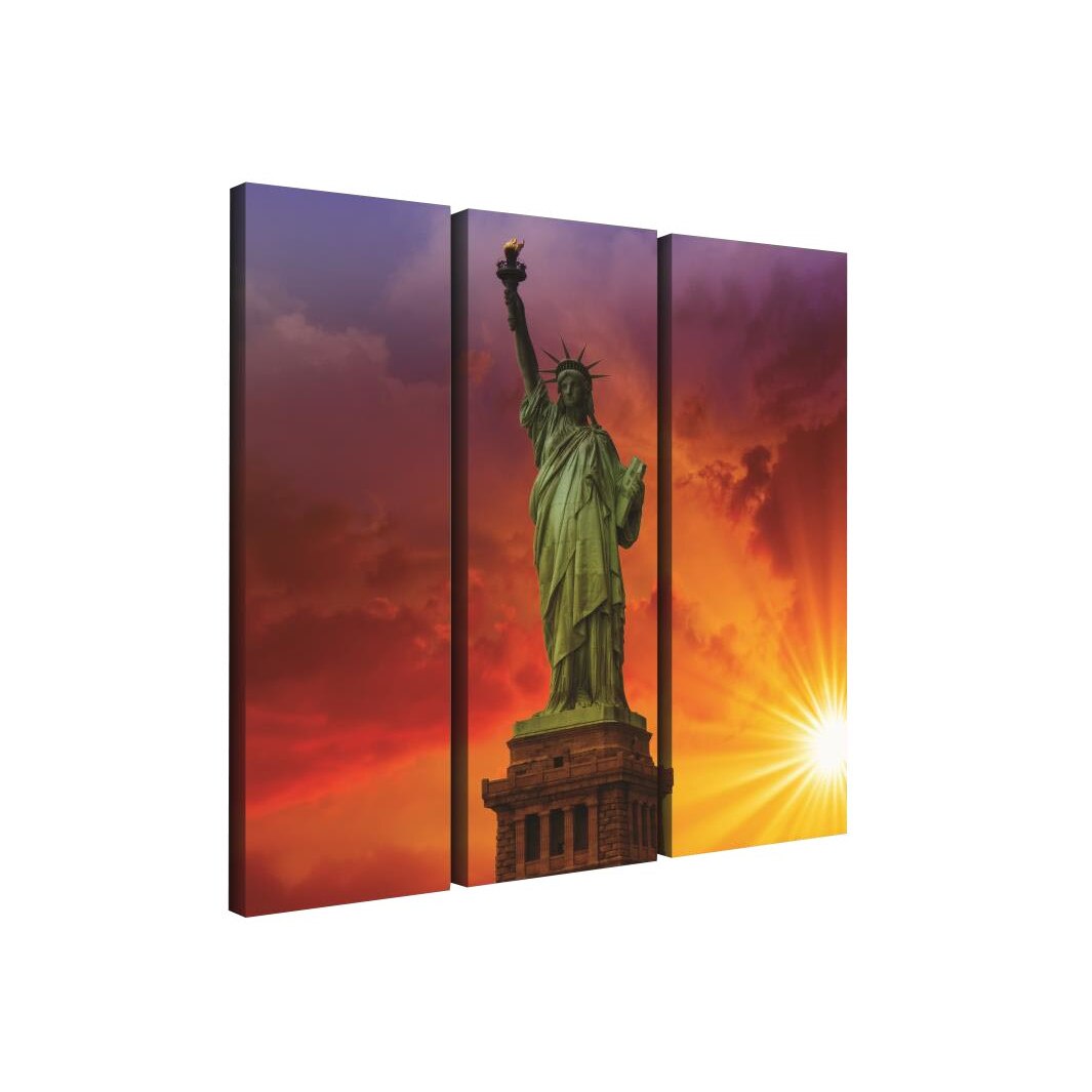 Set Tablouri DEGRETS 78378 Canvas, 80 x 90 cm, 3 piese (3x80x30 cm), Statiua Libertatii