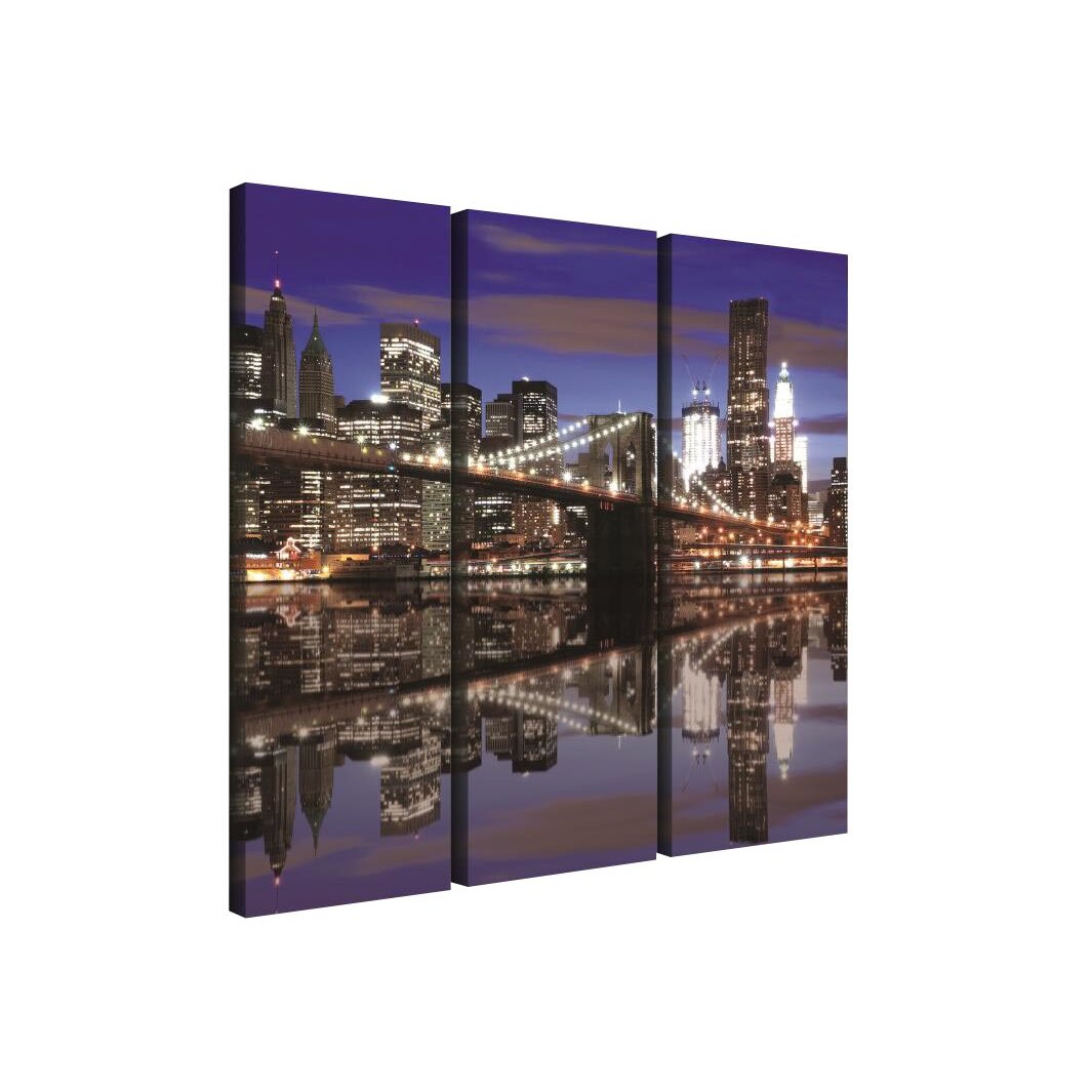 Set Tablouri DEGRETS 78379 Canvas, 80 x 90 cm, 3 piese (3x80x30 cm), Podul Brooklyn