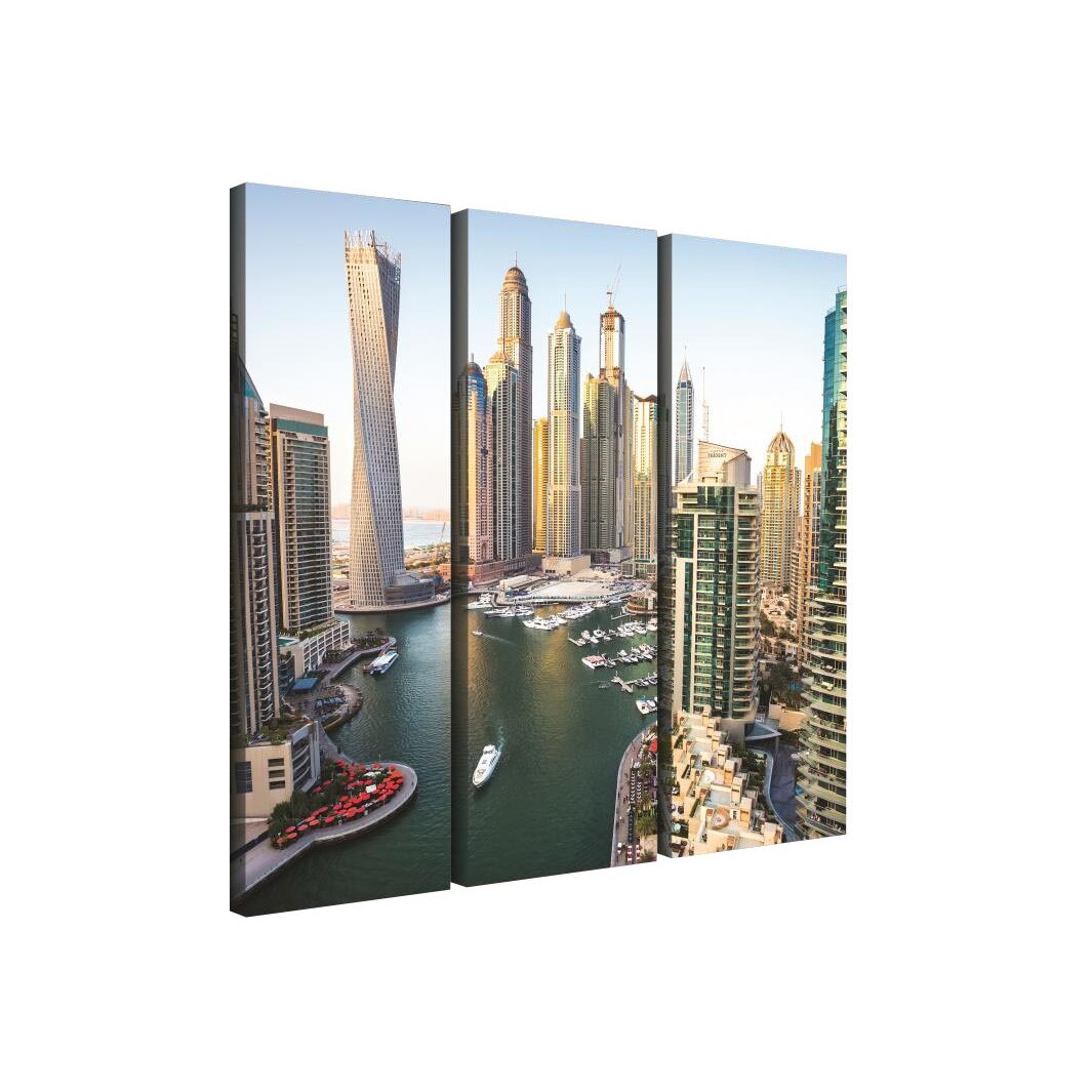 Set Tablouri DEGRETS 78380 Canvas, 80 x 90 cm, 3 piese (3x80x30 cm), Marina Dubai