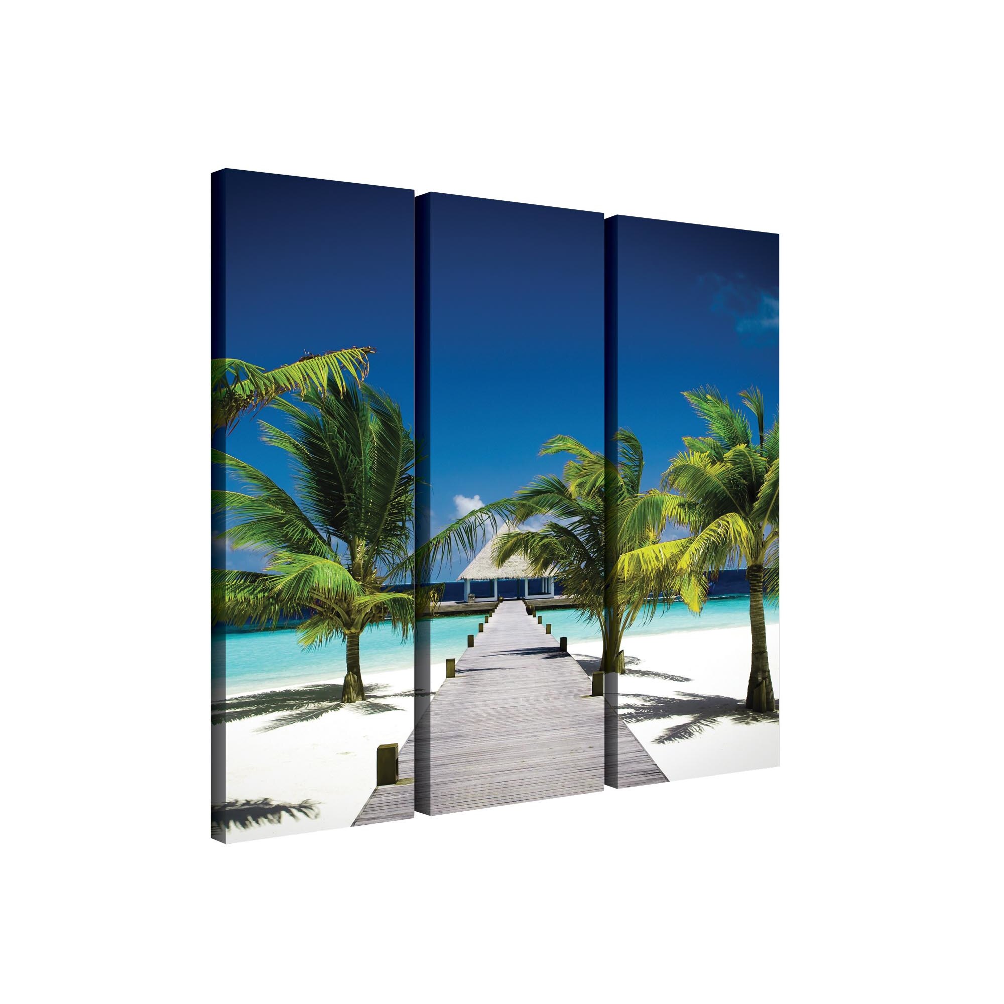 Set Tablouri DEGRETS 78381 Canvas, 80 x 90 cm, 3 piese (3x80x30 cm), Statiune Plaja