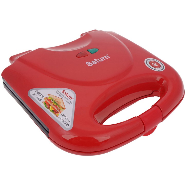 Sandwich-maker Saturn ST-EC1082, 750 W, Rosu, model triunghi