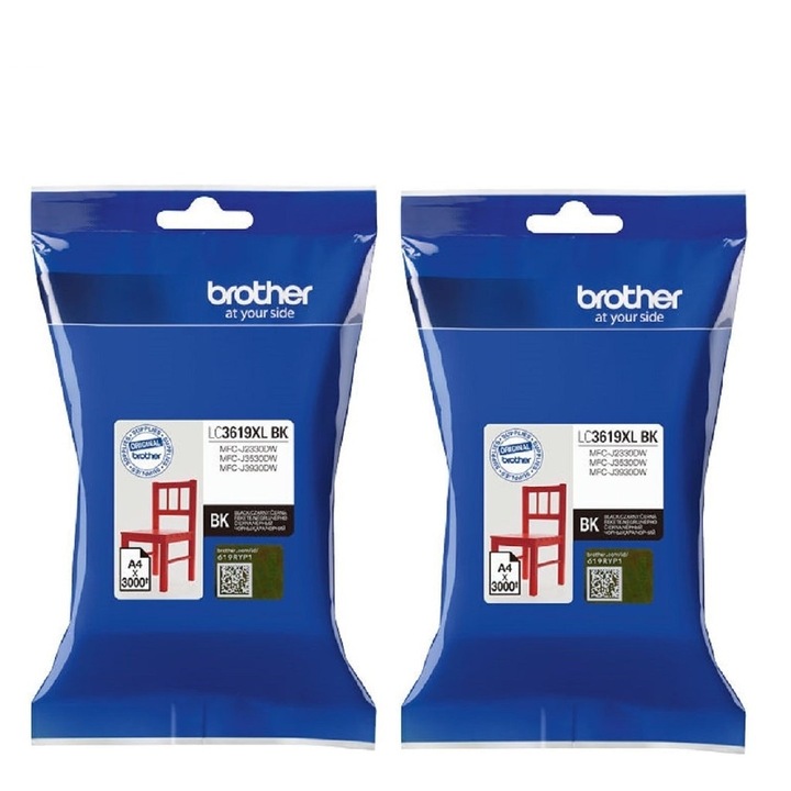 2 db extra nagy patron készlet, eredeti BROTHER, fekete LC3619XL, BK/BK :MFC-J2330DWMFC-J2730DWMFC-J3530DWMFC-J3930DW