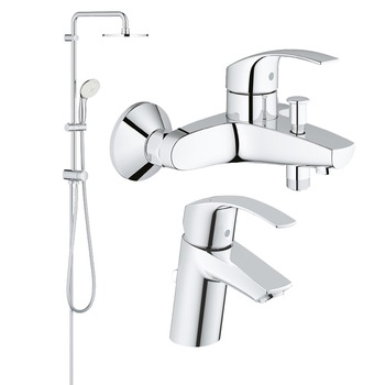 Pachet:Coloana dus Grohe New Tempesta 200 plus baterie cada/dus plus baterie lavoar Grohe Eurosmart S Pachet:Coloana dus Grohe New Tempesta 200 plus baterie cada/dus plus baterie lavoar Grohe Eurosmart S