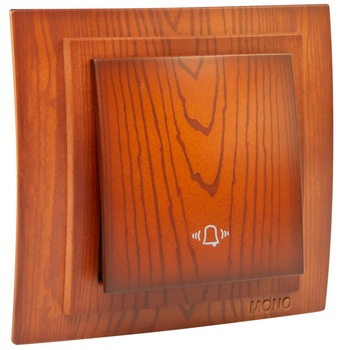 Intrerupator cu revenire si simbol sonerie, Mono Electric, incastrat, rama inclusa, cires Intrerupator cu revenire si simbol sonerie, Mono Electric, incastrat, rama inclusa, cires