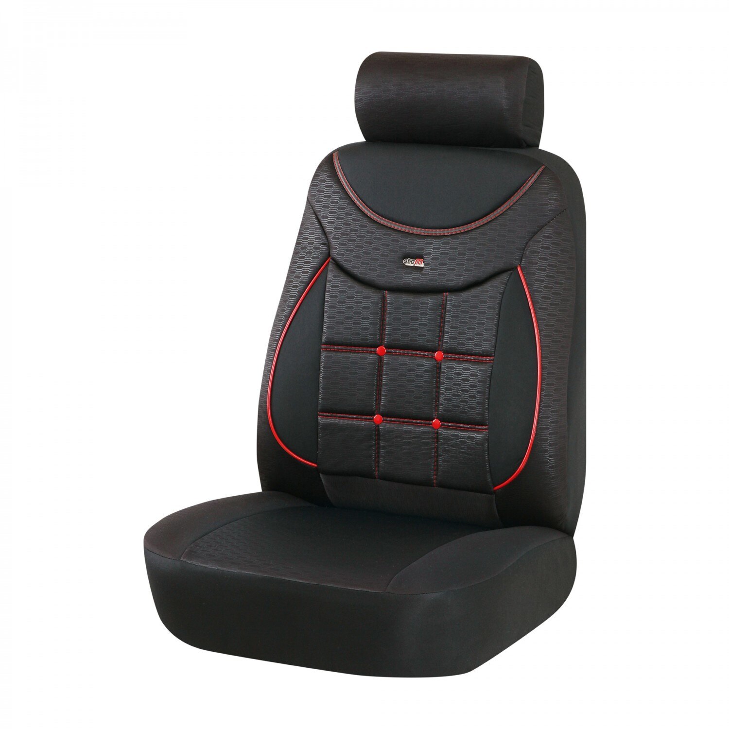 Huse auto pentru scaun, Otom Silver 609, universale, argintiu + rosu, set 15 piese