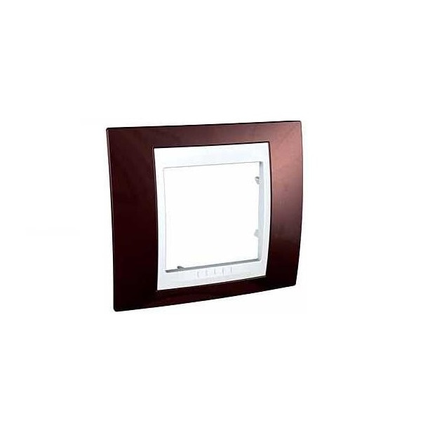 Rama simpla Schneider Electric, 1 post, caramiziu/alb