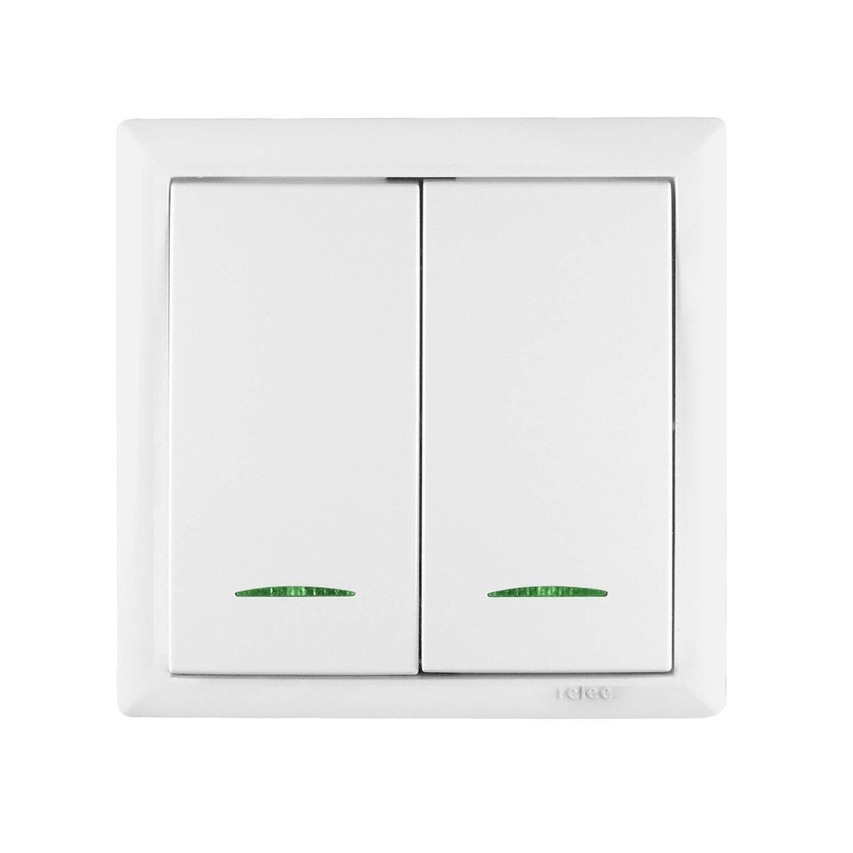 Intrerupator dublu cu indicator luminos, Elegant, incastrat, rama inclusa, alb