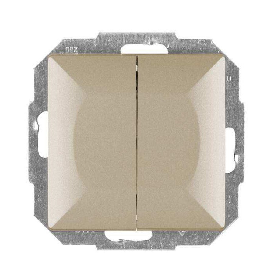 Intrerupator dublu cu indicator luminos, Abex, incastrat, satin