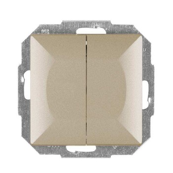 Intrerupator dublu cu indicator luminos, Abex, incastrat, satin Intrerupator dublu cu indicator luminos, Abex, incastrat, satin