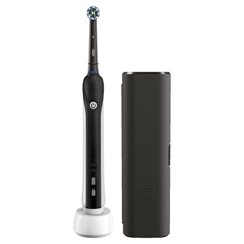 Periuta de dinti electrica Oral-B PRO 2 2500, tehnologie de detectare a presiunii, cap Cross Action, Negru/Alb