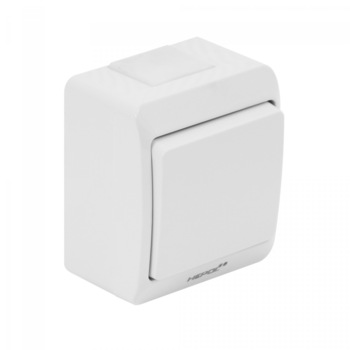 Intrerupator simplu, Hepol, aparent, rama inclusa, alb Intrerupator simplu, Hepol, aparent, rama inclusa, alb