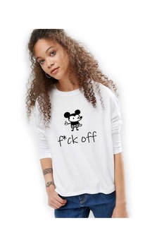 Bluza dama alba - f*ck off Mickey Mouse Bluza dama alba - f*ck off Mickey Mouse