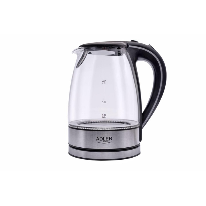 Fierbator de apa Adler AD 1225, 2000 W, 1.7 L, Transparent