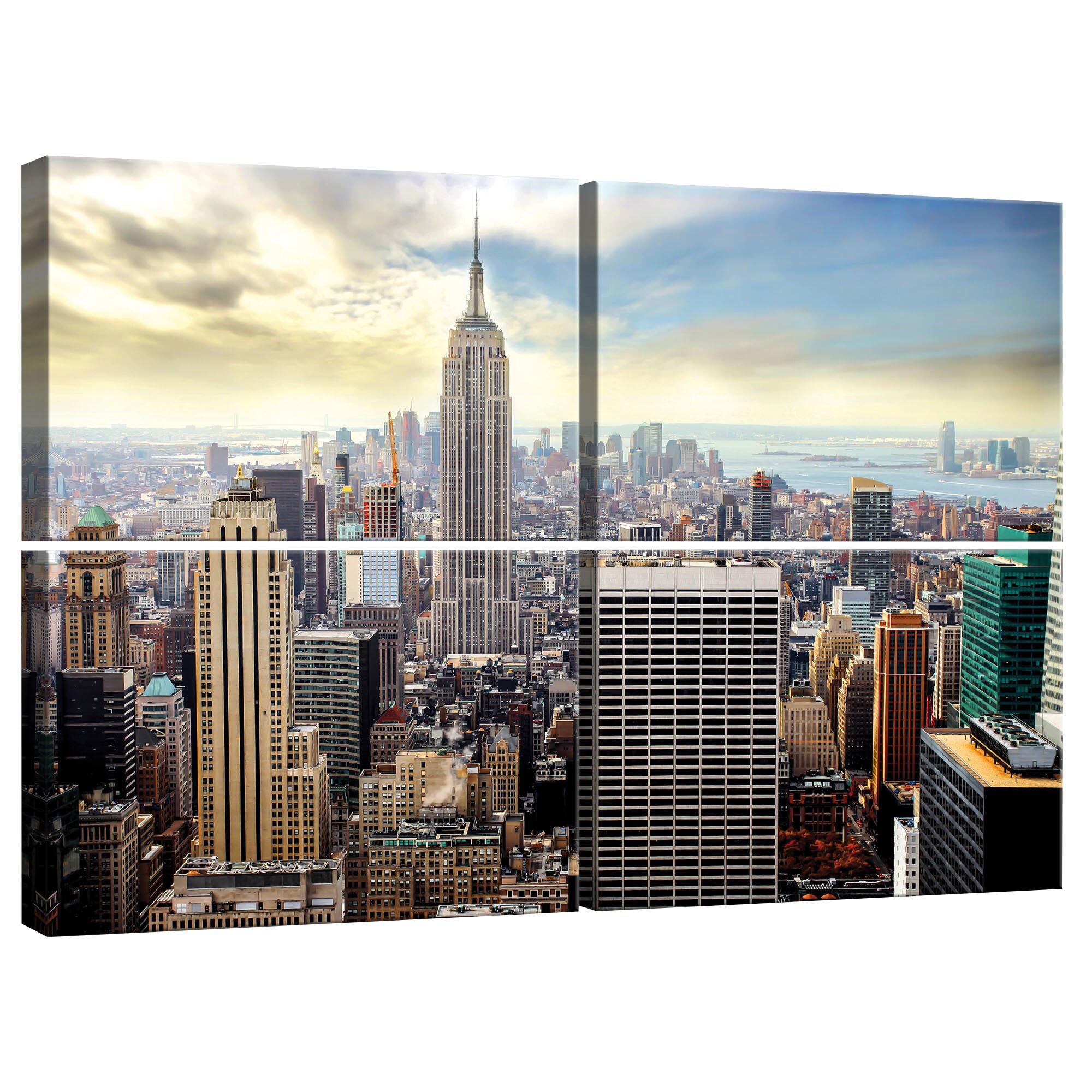 Set Tablouri DEGRETS 78382 Canvas, 80 x 120 cm, 4 piese (4x40x60 cm), New York 1