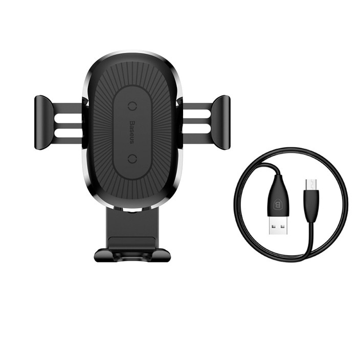 Suport auto cu functie de incarcare rapida, Baseus, 10 W, Negru