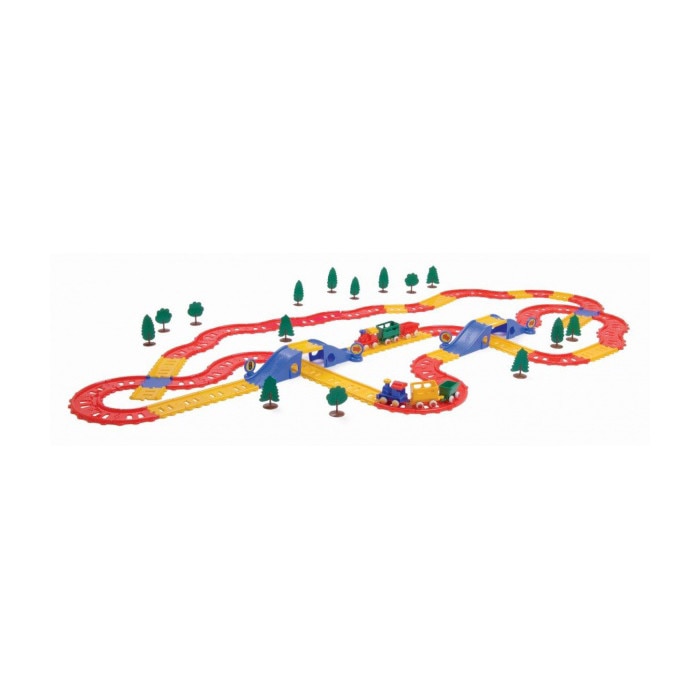 Set Jucarie VikingToys Linie de tren mare cu poduri 41073, Multicolor ,100 piese