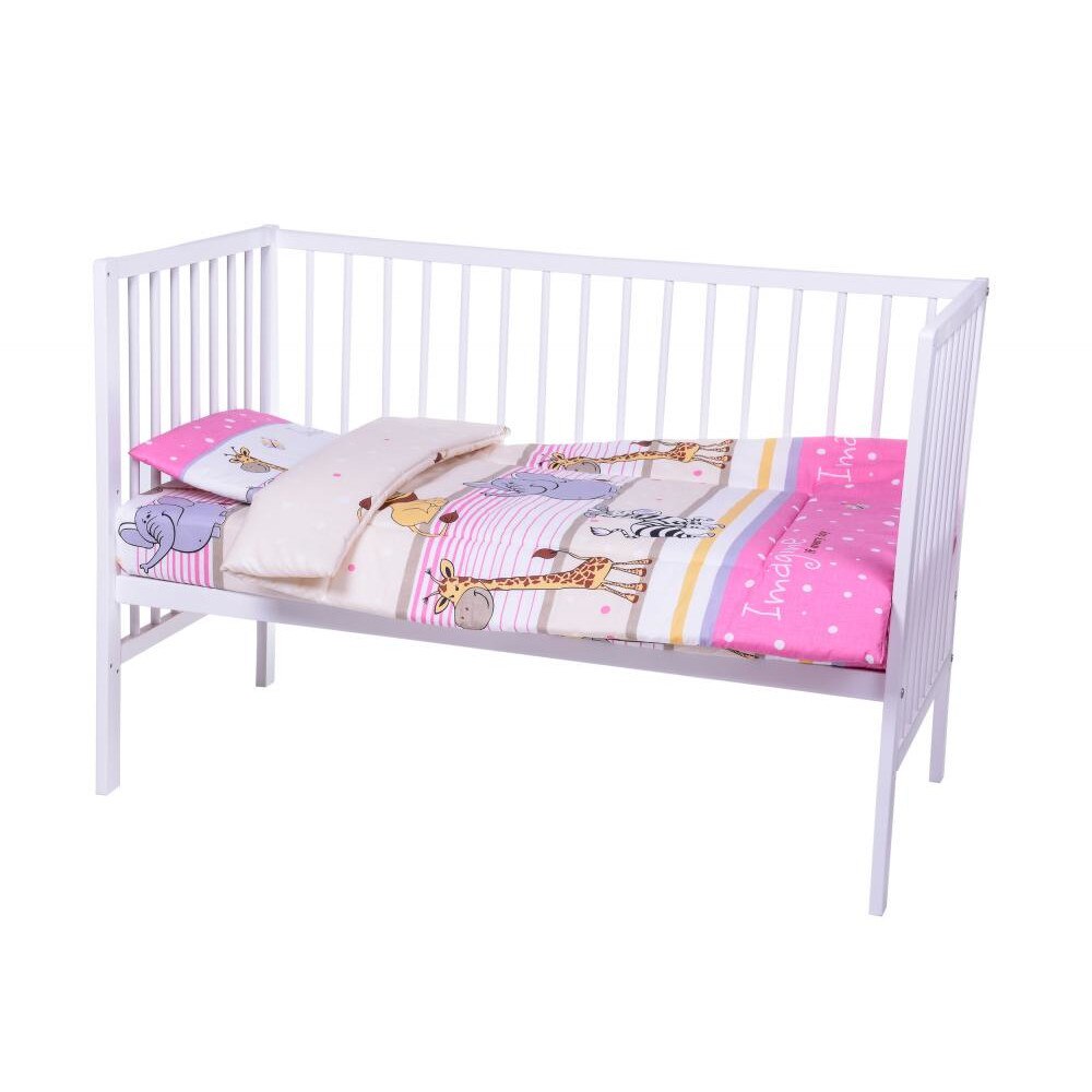 Lenjerie patut cu 3 piese Jungla Animalutelor Pink 010