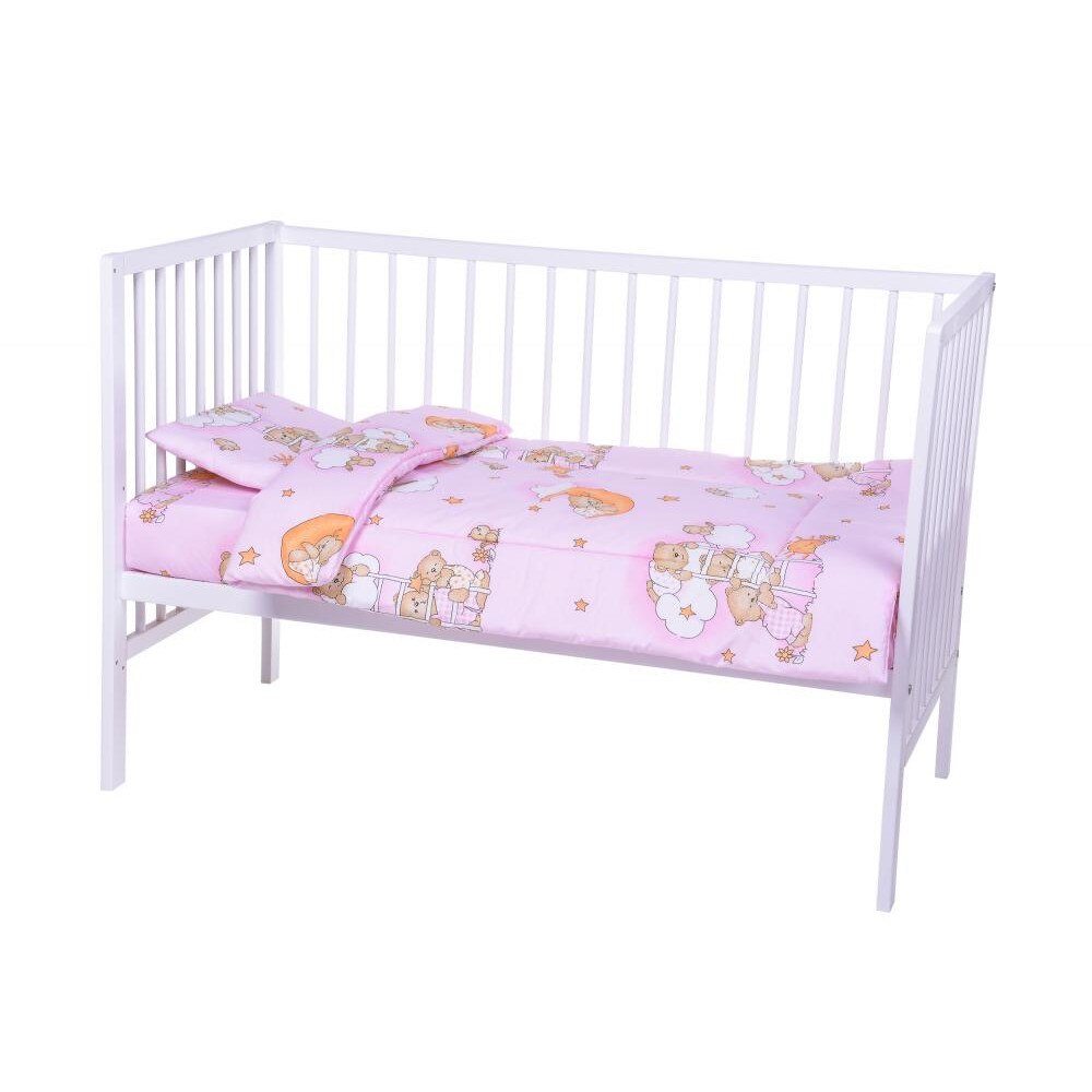 Lenjerie patut cu 3 piese Sleepy Teddy Bear Pink 008