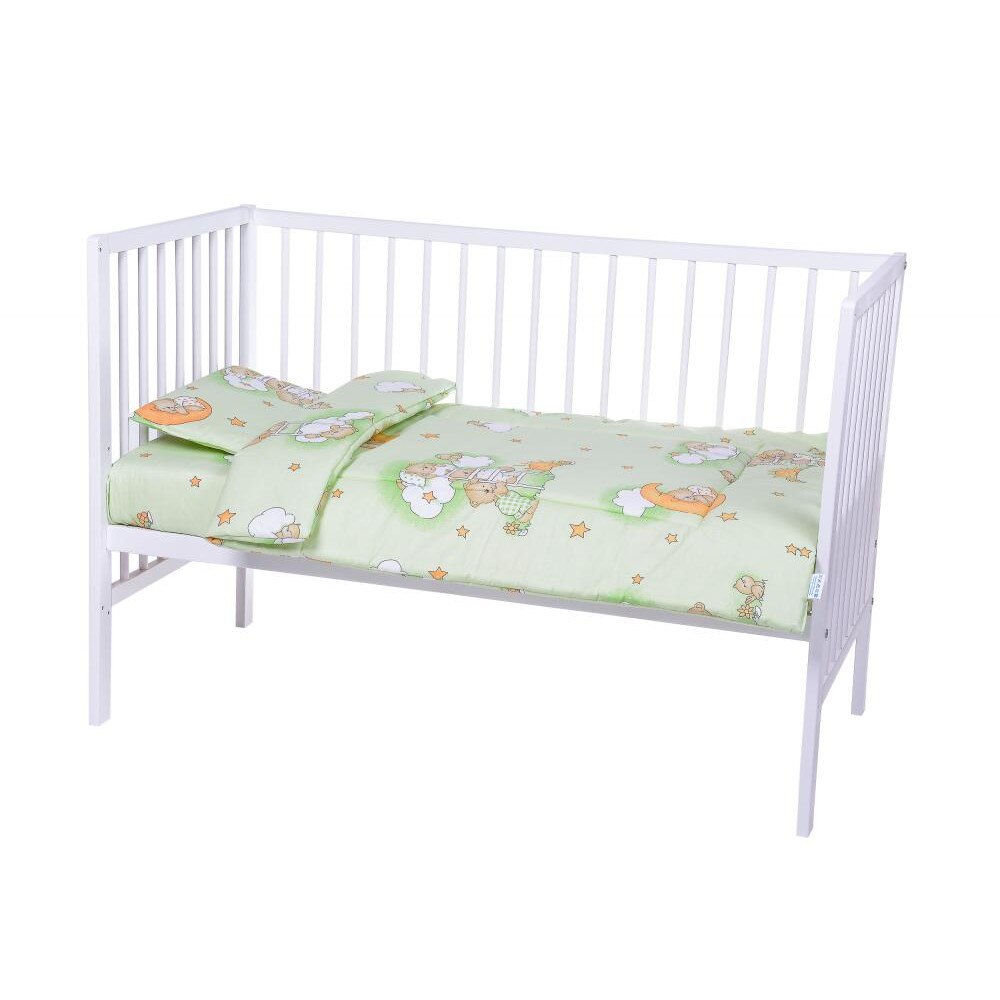 Lenjerie patut cu 3 piese Sleepy Teddy Bear Green 007