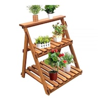 Etajera flori din lemn, Homs Garden 4, Natur, 69 x 58 x 50 cm