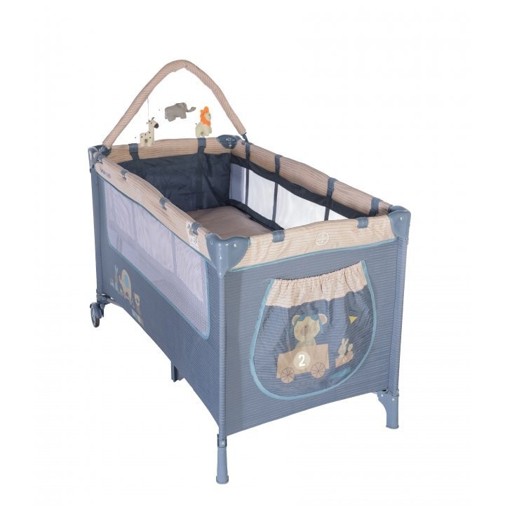 Patut pliabil Bebe Royal cu 2 nivele Albastru